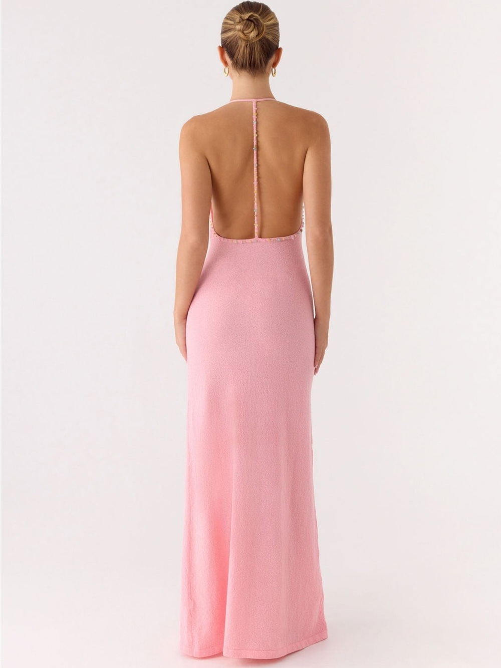 Peppermayo Pink Backless Knit Maxi Dress